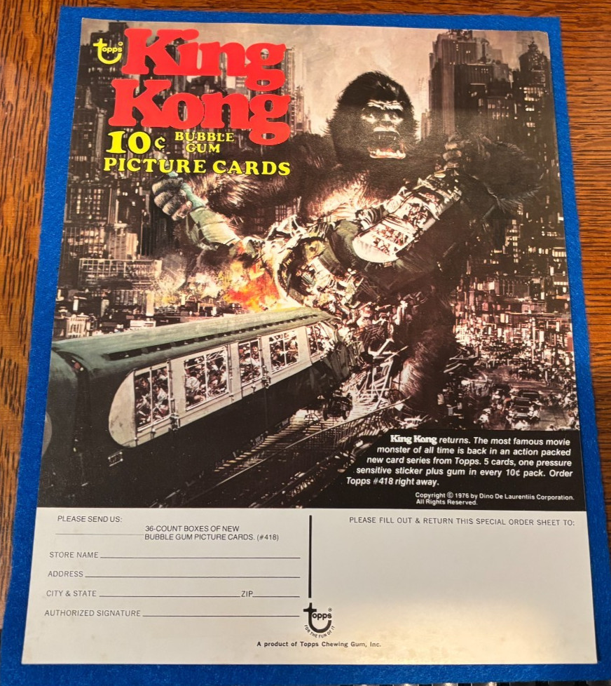 1976 King Kong Poster/Topps Company Order Blank, Sealed Pack, Cards & Stickers
