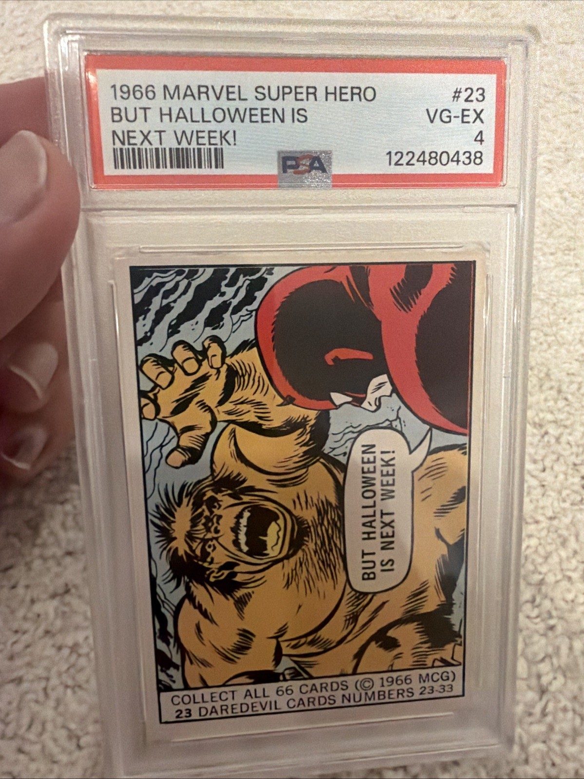 1966 Donruss Marvel Super Heroes Daredevil Rookie #23 PSA 4 card Hero