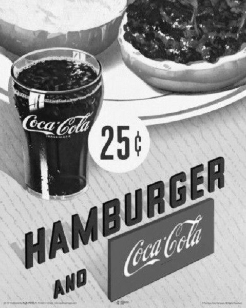 Coca Cola & Hamburger Ad Drug Store Woolworth’s 1940s Old Picture Photo 8.5x11