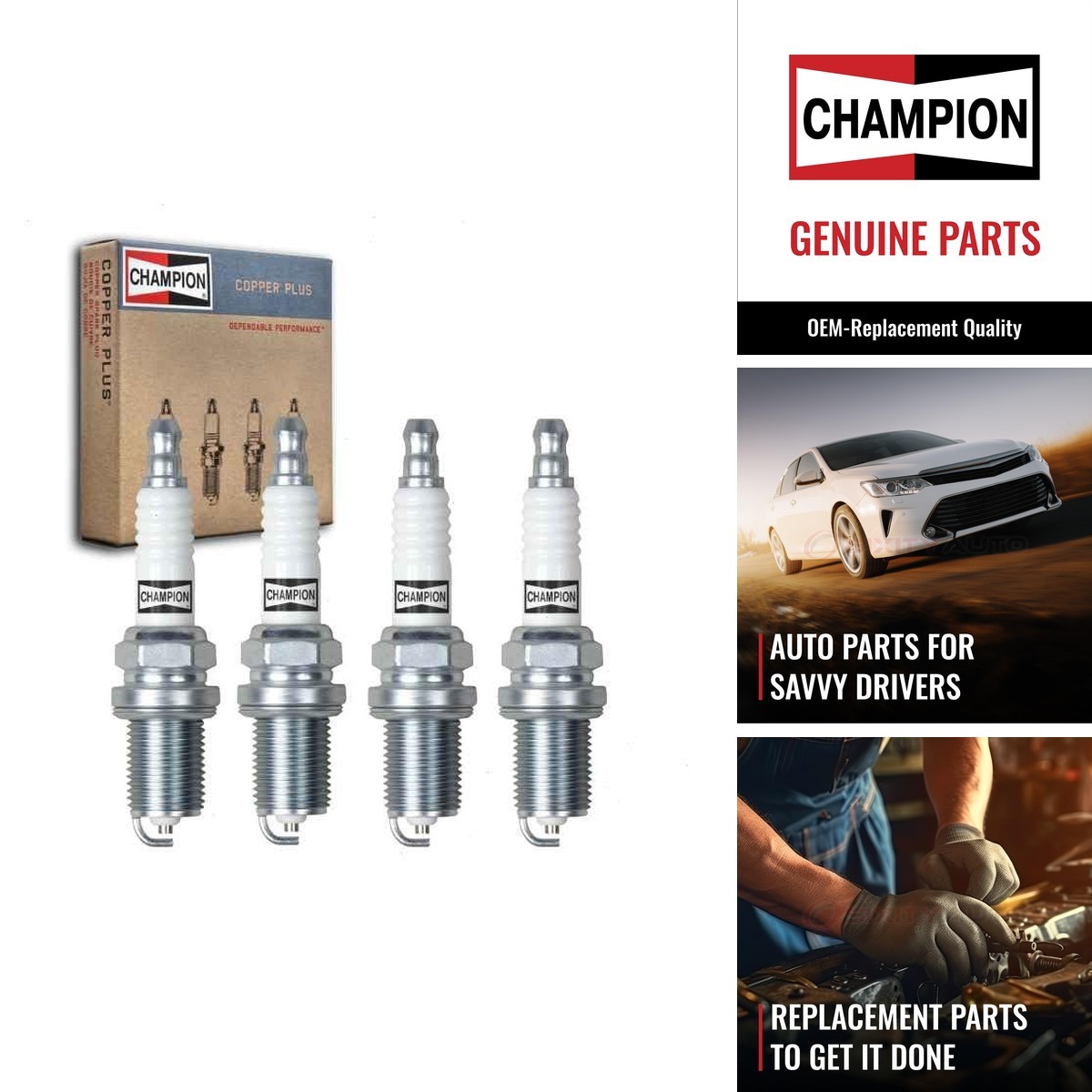 Sixity Auto 4 Pc Champion Copper Plus Spark Plugs Chevrolet Cruze 1.8L L4