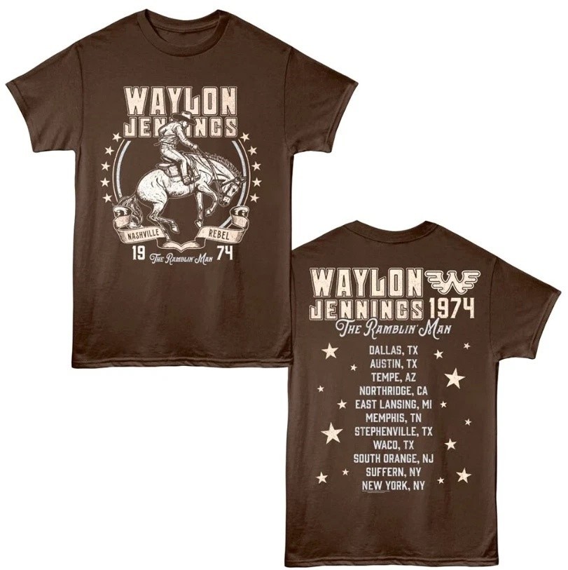 Waylon Jennings Ramblin Man Tour 1974 Men\'s T Shirt