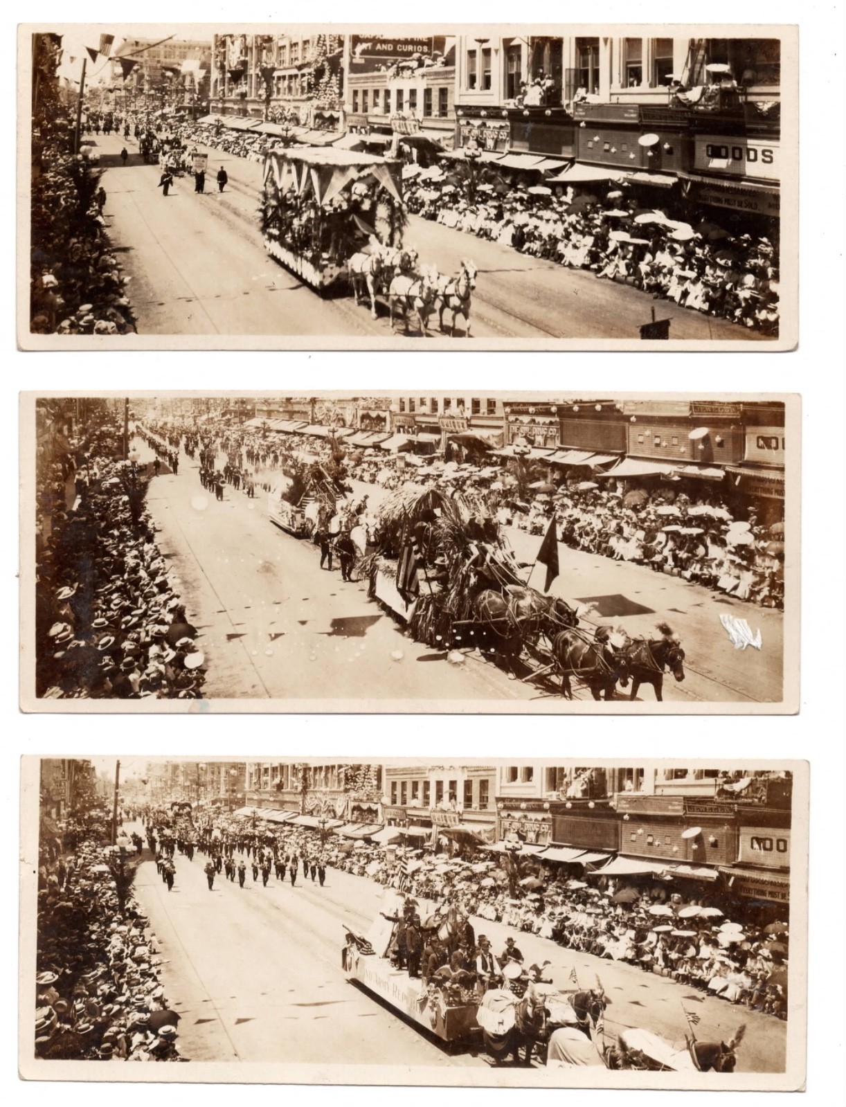 Three Original 1909 RPPC\'s Los Angeles Midsummer Festival Parade B.P.O.E.