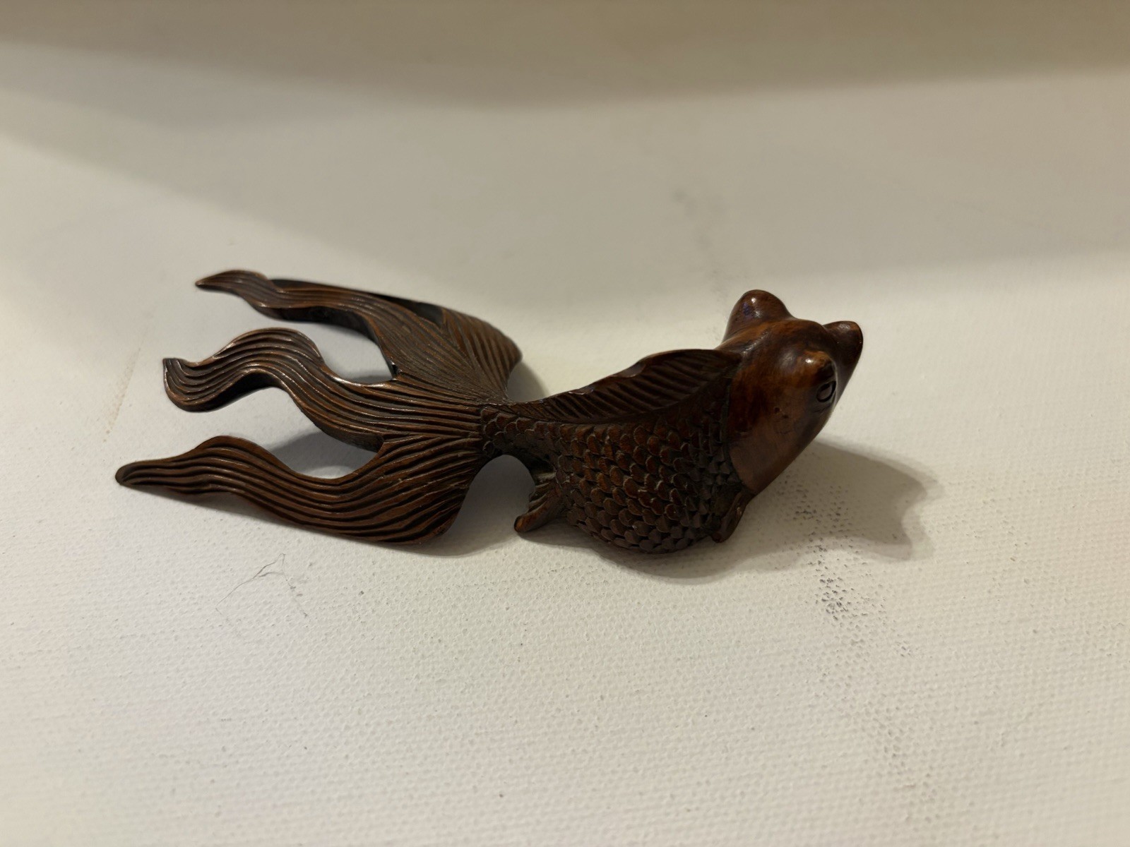vintage hand-carved rosewood Koi 4 X 2