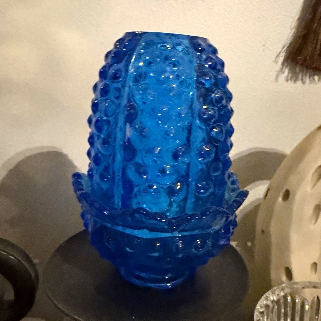 Vintage Fenton Blue Hobnail 2 piece Fairy Lamp