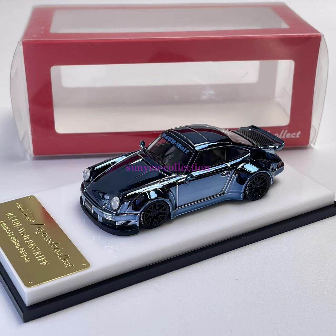1/64 RWB 930 Chrome Blue Alloy Car Model - Rare Widebody Collectible Display