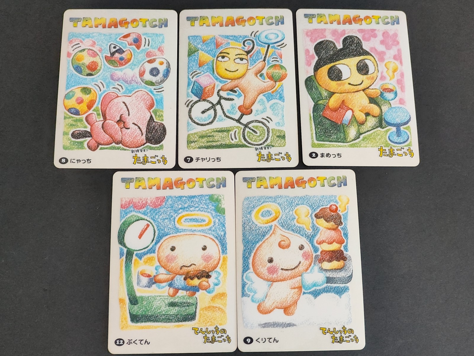 Bandai 1997 Tamagotchi Poem Carddass Lot of 5 Mametchi Nyatchi Japanese eb453
