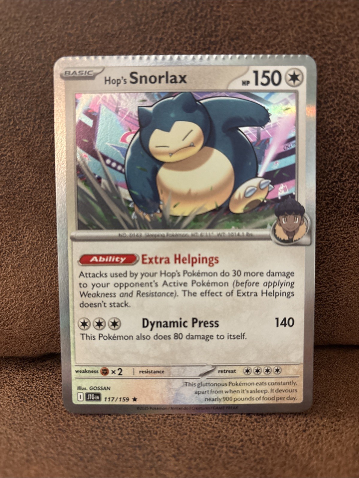 Misprint Hop\'s Snorlax 117 Holo - Rare Crimp Error   - Near Mint