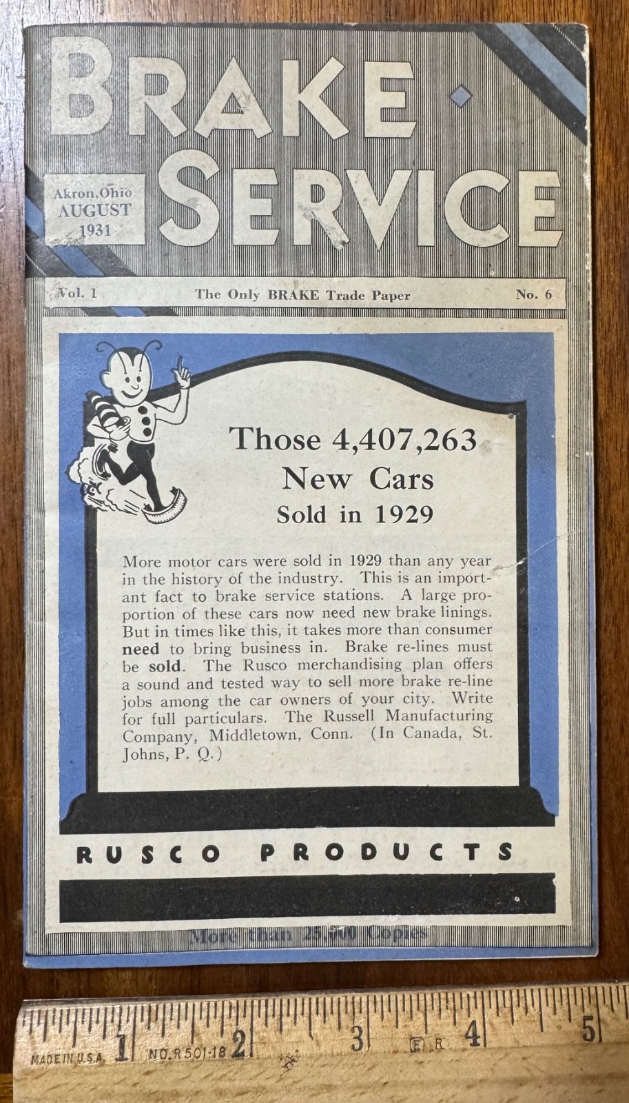 Vtg Aug 1931 Brake Service Journal Russo Brake Shop Newark NJ Raybestos Buick