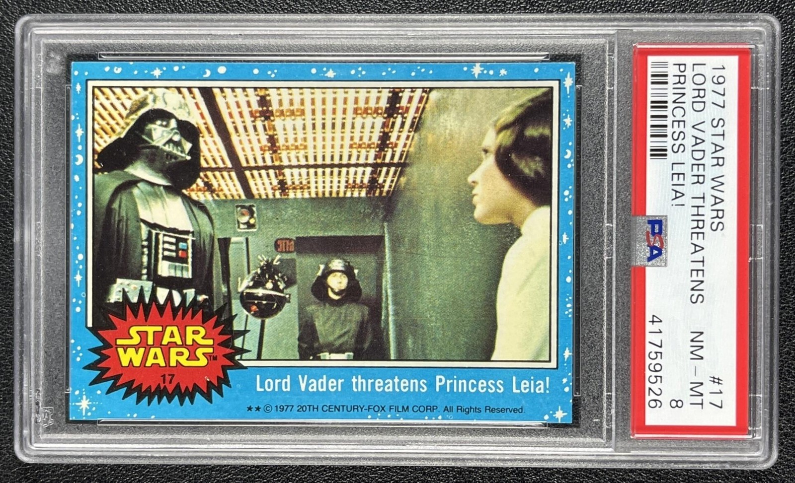 LORD VADER THREATENS PRINCESS LEIA VAR PSA 8 1977 TOPPS STAR WARS #17 9526