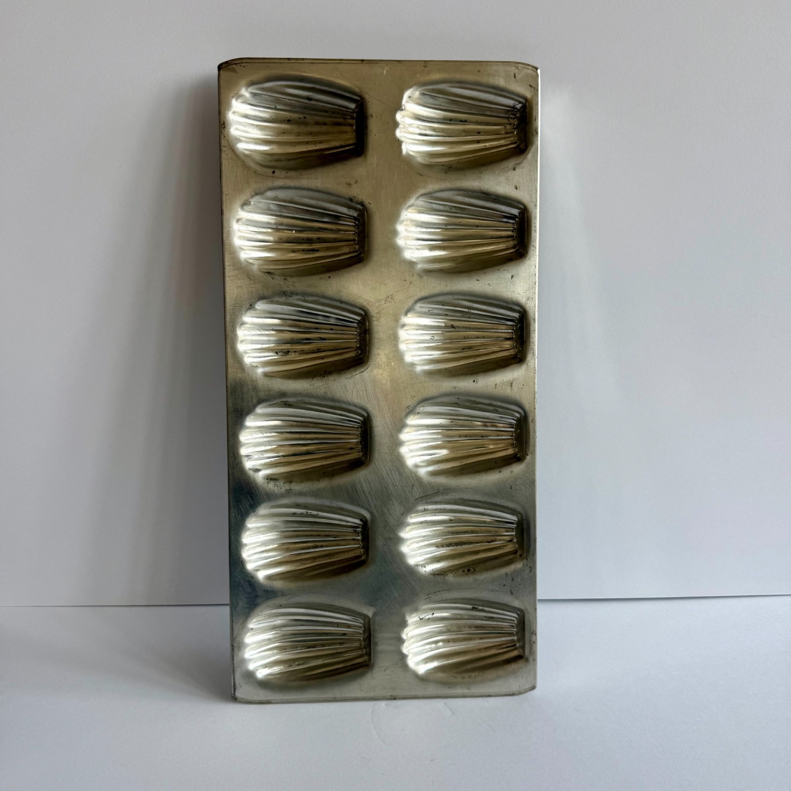 Vintage Madeleine Pan 12 Well Shell Mold Tinned Steel French Baking Tin Pastry