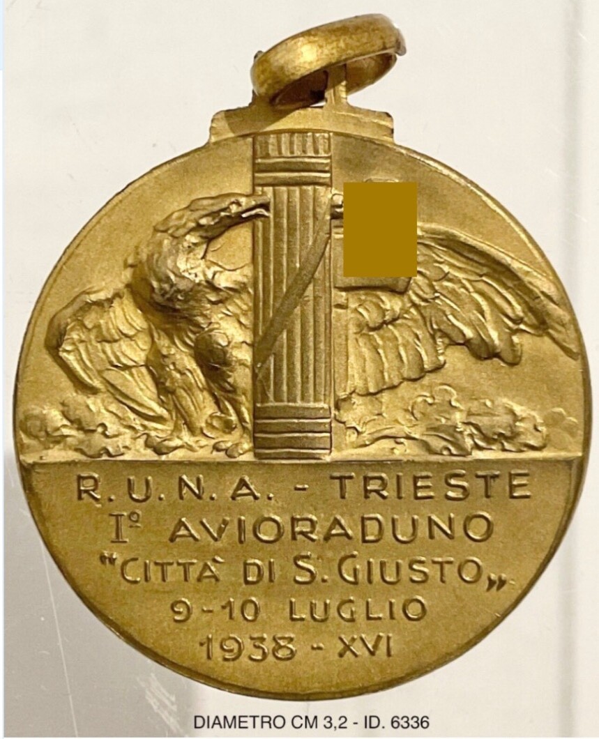 RUNA TRIESTE I° AVIO RADUNO CITTÀ DI S. GIUSTO 1938 MEDAGLIA REGIA AERONAUTICA
