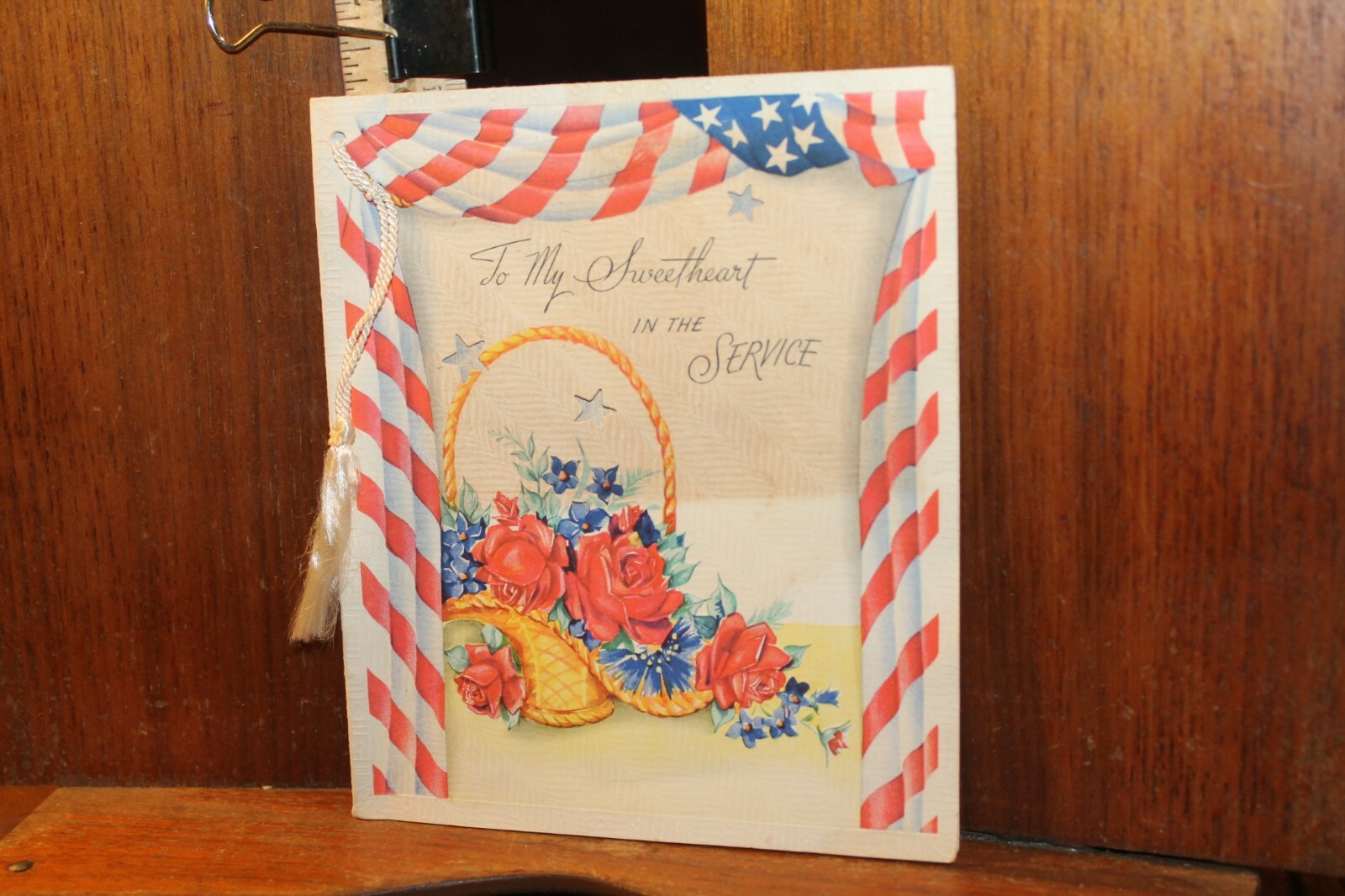 Antique WWI Happy Birthday Card Patriotic To My Sweetheart in the Service 