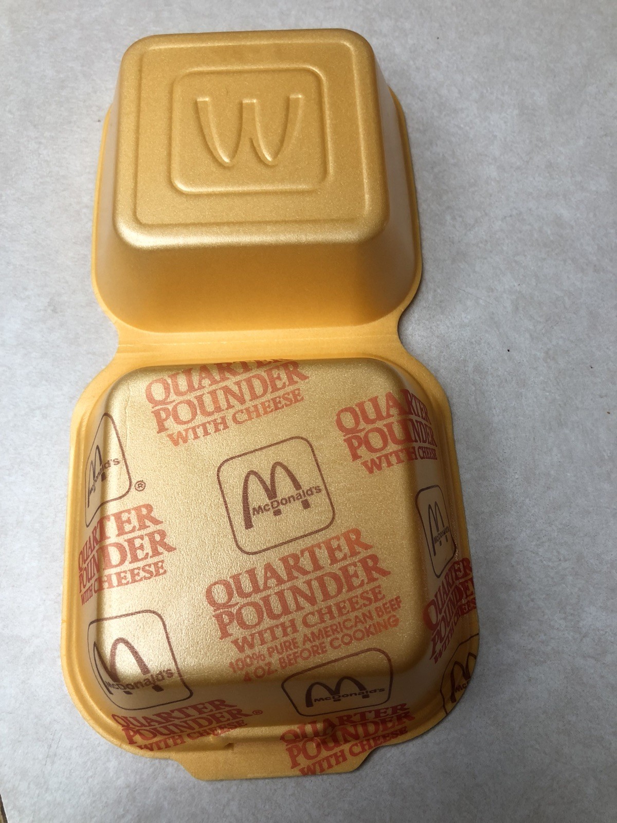 Quarter Pounder With Cheese McDonald\'s Clamshell Foam Container Box Vintage NOS