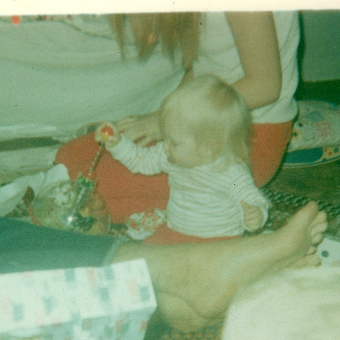 c1970s Baby Opening Christmas Gifts Snapshot Photo Family Toys Wrapping Paper 4\