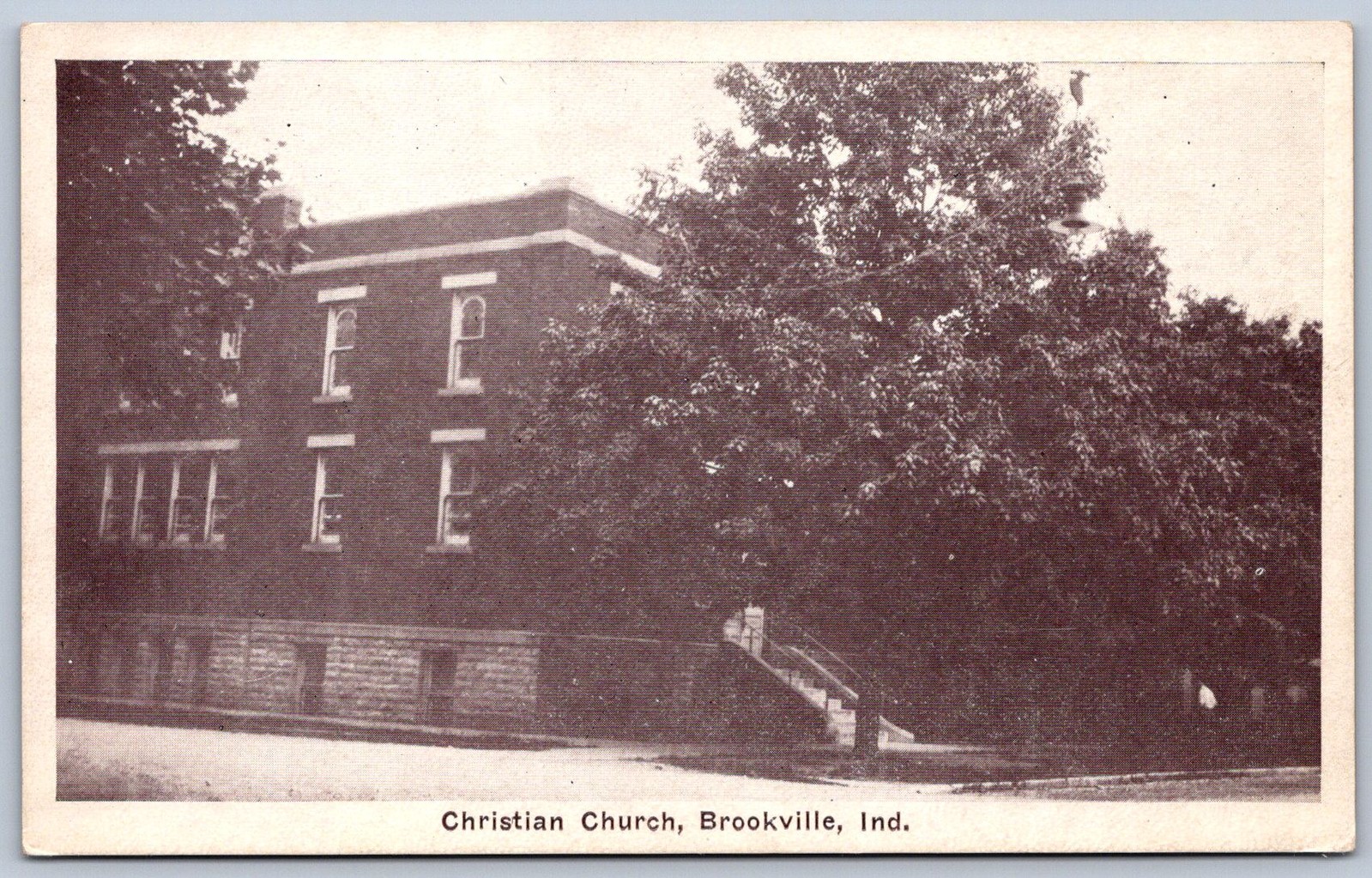 K23/ Brookville Indiana Postcard c1910 Christian Church Building 216