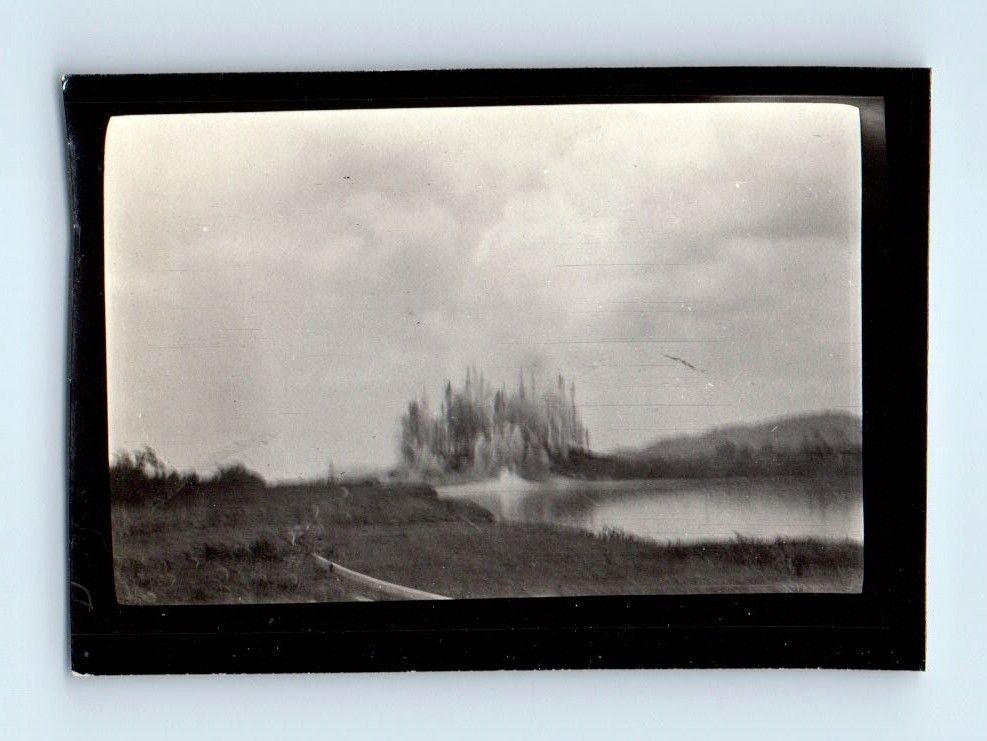 Old Vintage Photo PANAMA CANAL CONSTRUCTION ROCK BLASTING EXPLOSION PICTURE