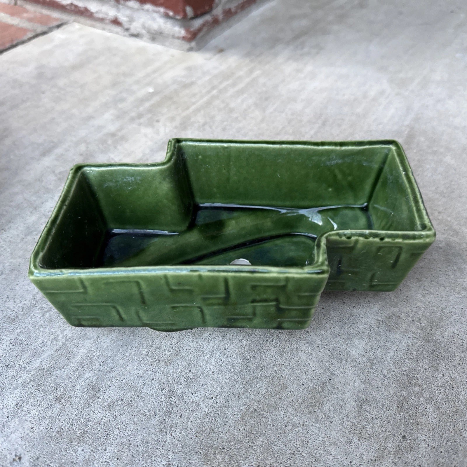 Vintage UPCO Green Geometric Ceramic Planter # 274 - 1950's