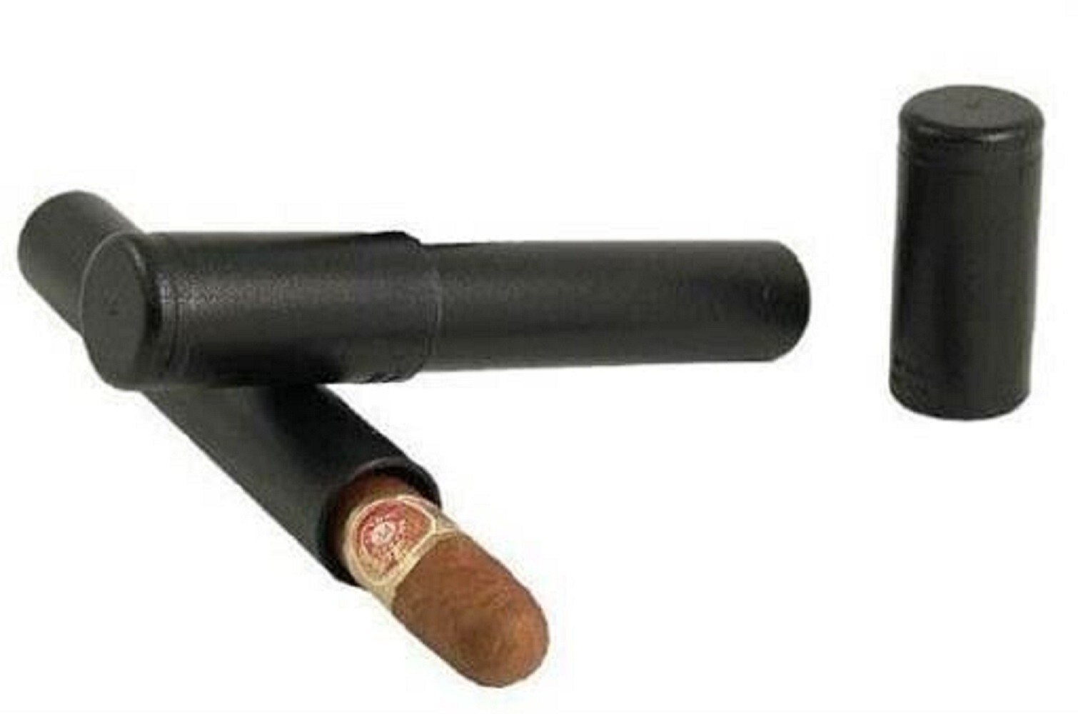 2 Black Single Cigar Airtight Storage Travel Tubes telescoping Crush-Proof Humi
