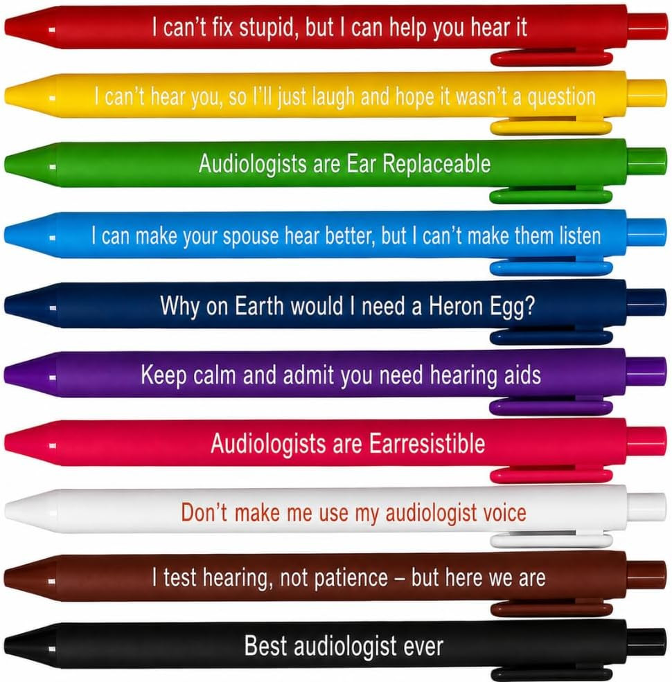 10PC Audiology Pens Ballpoint Writing Pen Bulk Gift Set Funny Cute Audiologist A