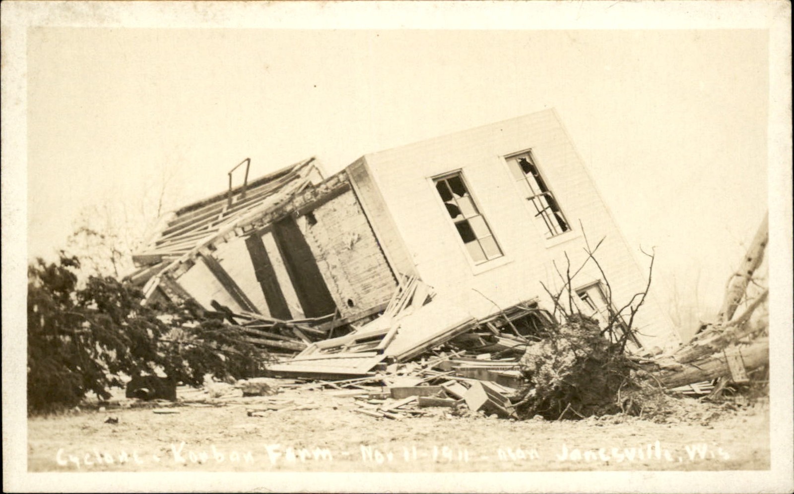 Janesville Wisconsin WI Building Collapse c1910s Real Photo Vintage Postcard