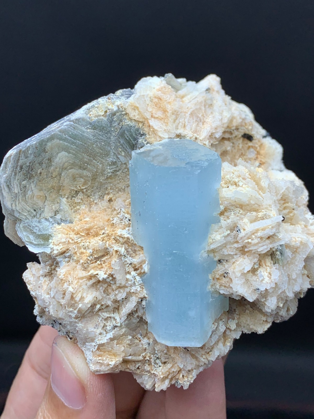 Aquamarine Crystal Combine Metalic Mica from Afghanistan