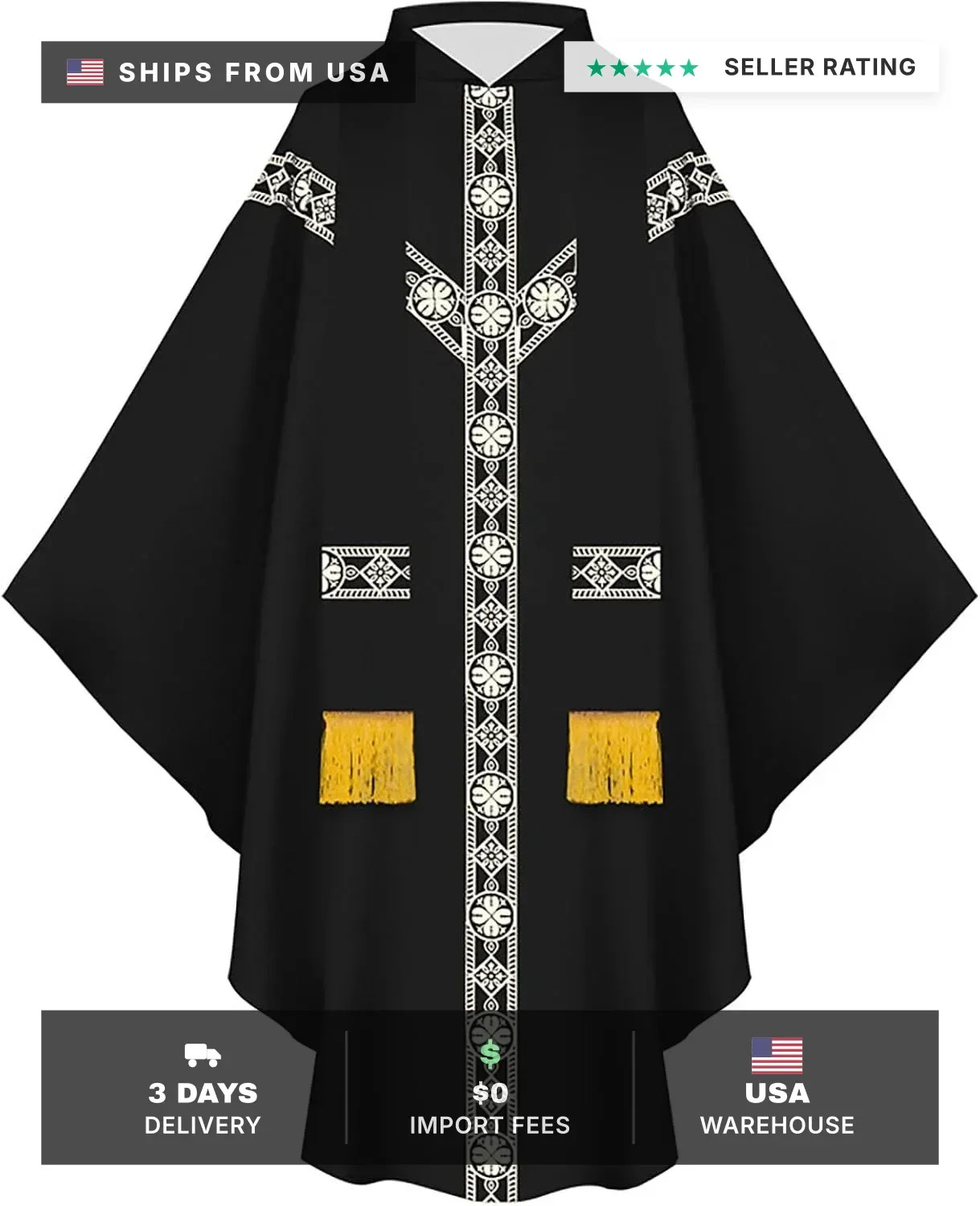 Church Catholic Priest Unisex Priest Costume with Stole Chasuble for Catholic Pr