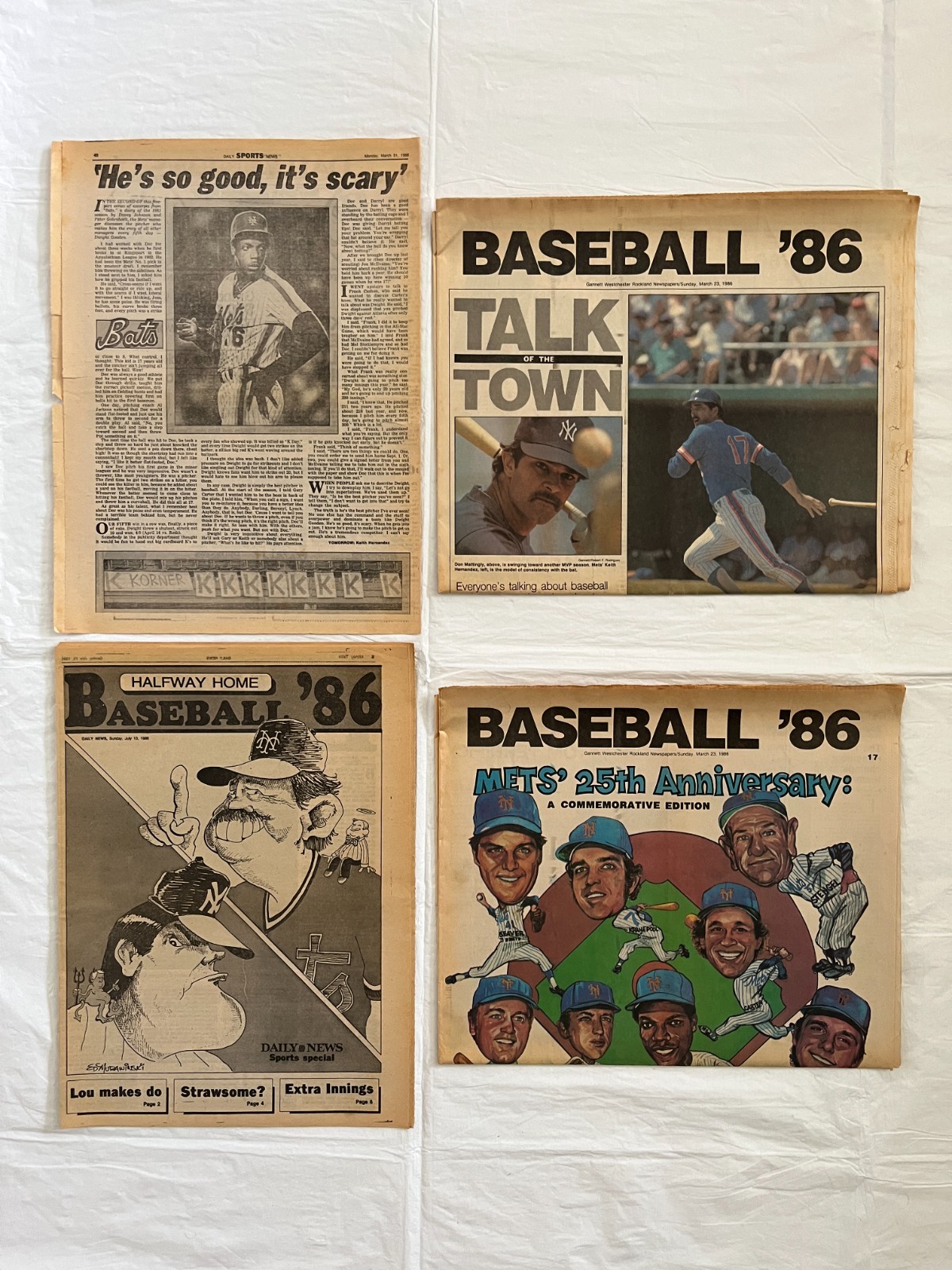 1986 NY Mets Championship Newspaper Specials Dwight Gooden Lot