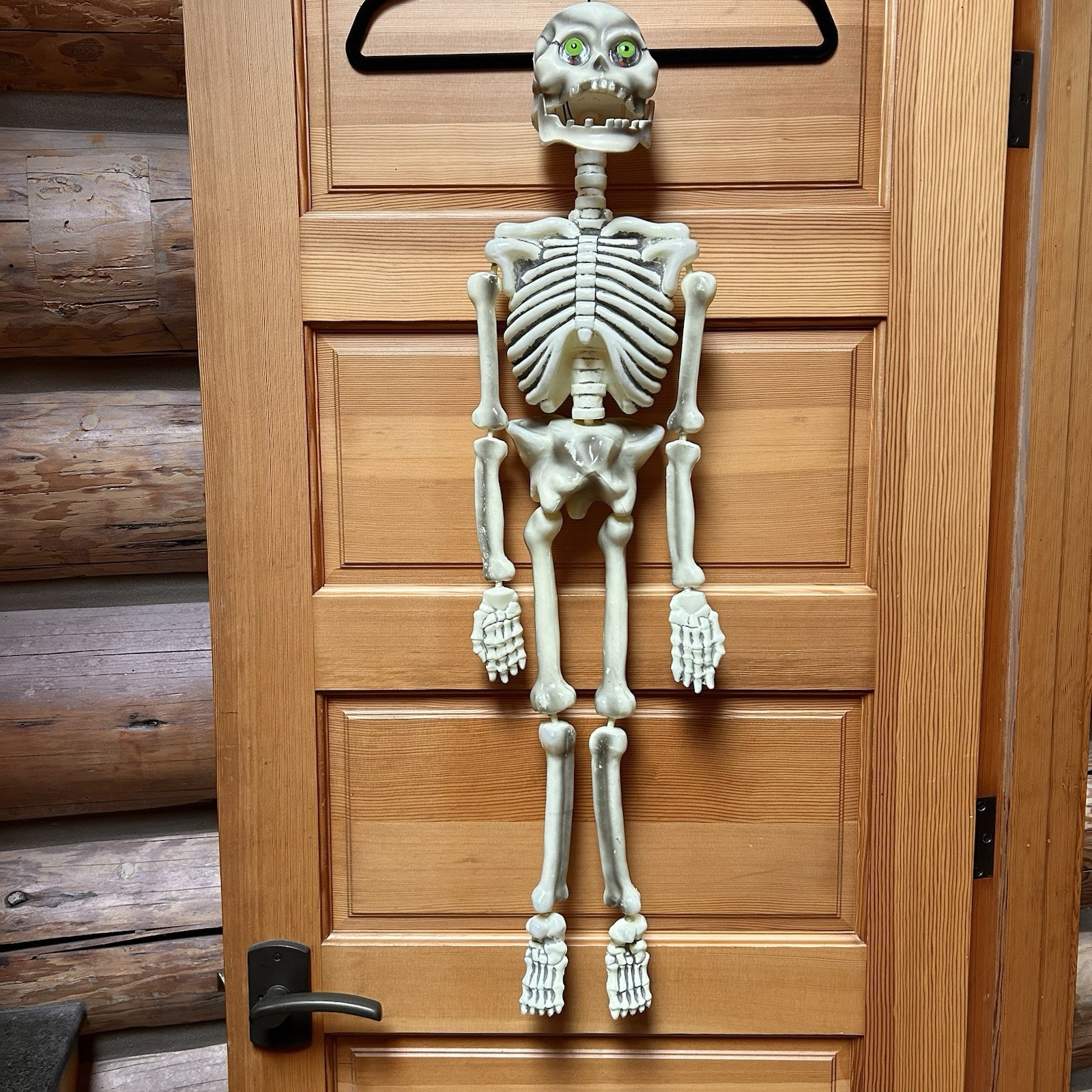 VTG 90s Halloween Decor Paper Magic Animated Skeleton Hanging Sound Light Shakes