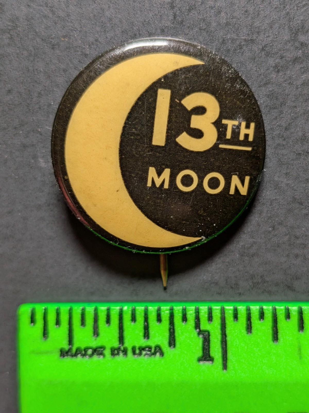Vintage 13th Moon Space Pinback Pin