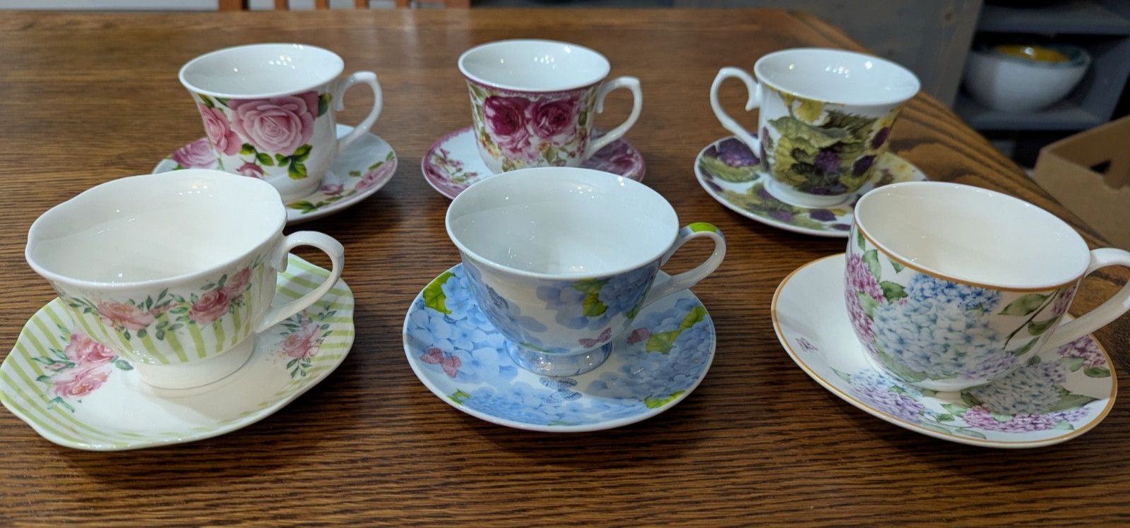 New TEA CUPS/SAUCERS - All are MATCHED - Premium Selection Lot of 5 BEAUTIFULL