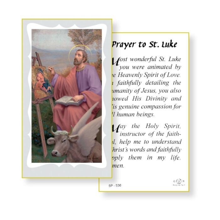 Saint Luke with Prayer to St Luke - Paperstock Holy Card