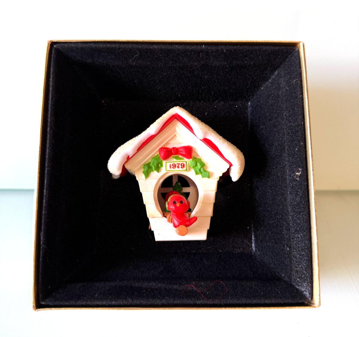 Vintage 1979 Hallmark Ready for Christmas Birdhouse Ornament Tree Trimmer Box