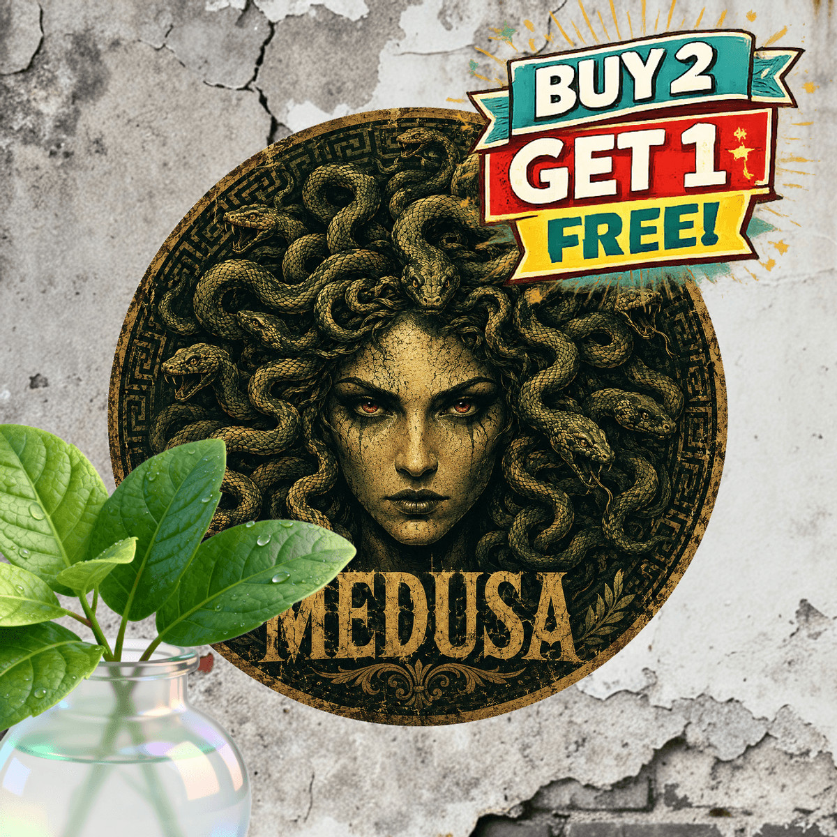 Medusa Snake Hair Myth Metal Tin Sign Rustic Cottage Wall Decor 8x8