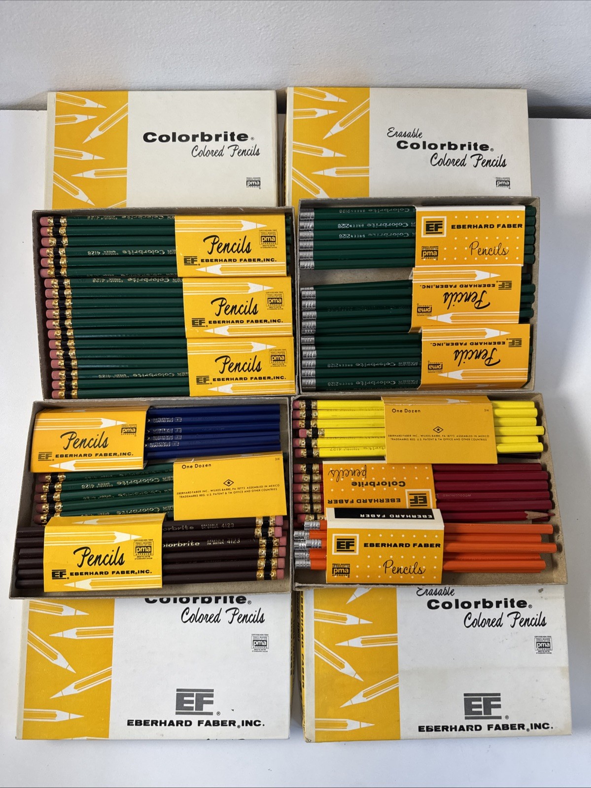 Huge Lot of 114 Vtg Ebehard Faber Colorbrite Colored Pencils Many Colors Boxes