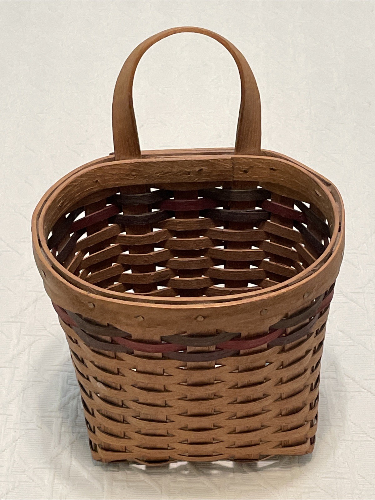 Basketville Mail Basket Putney Vermont Splint Oak Woven Wood Rectangular Vintsge