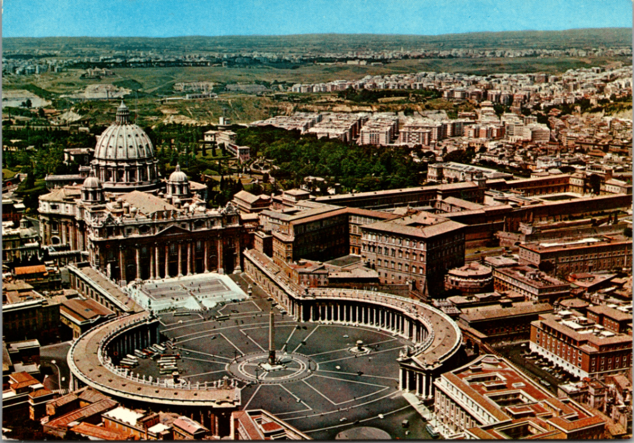 Vatican City St. Peter\'s Basilica Aerial View Vintage Postcard Unposted