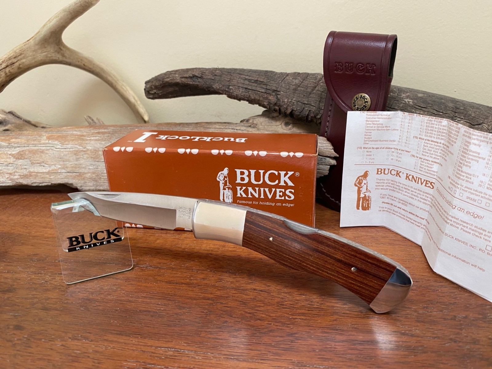 Buck Knife 531 - Vintage (1993) Bucklock 1 with Box, Sheath & Papers **NOS**
