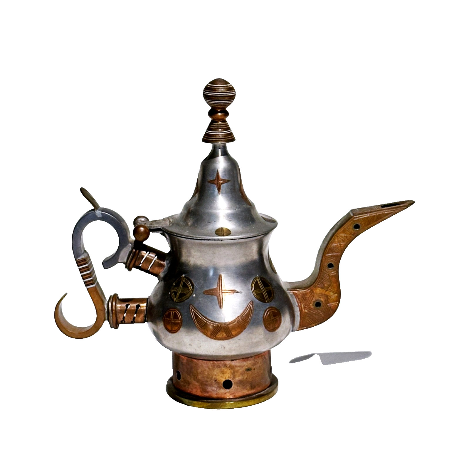 African Tuareg Tea Pot With Hand Crafted Metals Timbuktu Mali Unique Vintage