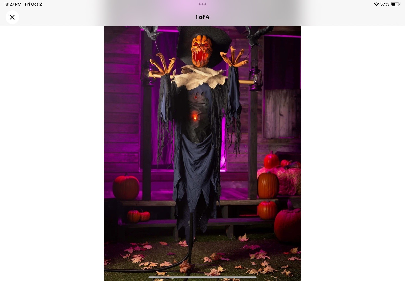 7  FT ANIMATED CIRCLING RAVENS SCARECROW TEKKY HALLOWEEN ANIMATRONIC PROP