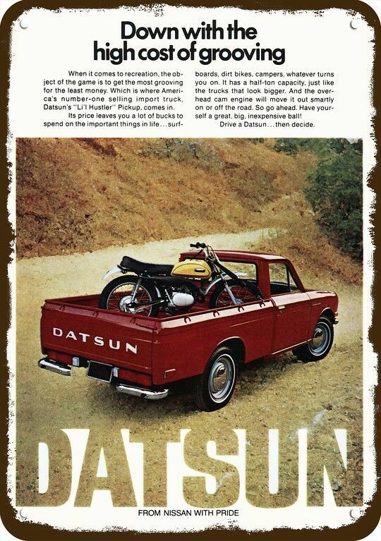1972 DATSUN Li'l Hustler Pickup Truck Vintage-Look DECORATIVE REPLICA METAL SIGN
