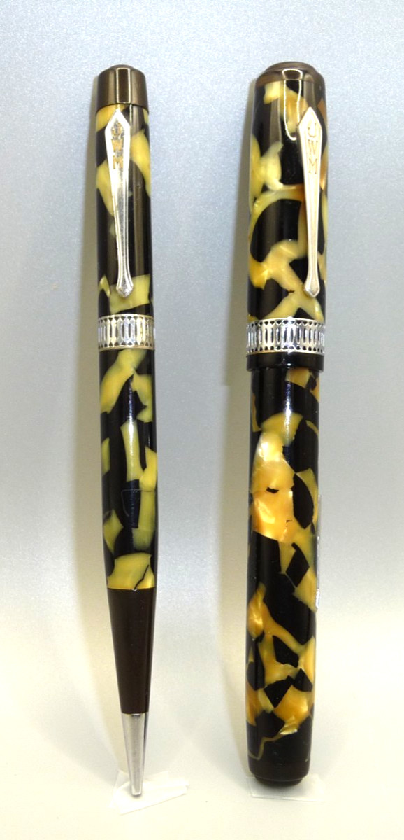 Waterman Vintage 1930's Black and Pearl Celluoid Patrician Pen Set-fine-restored