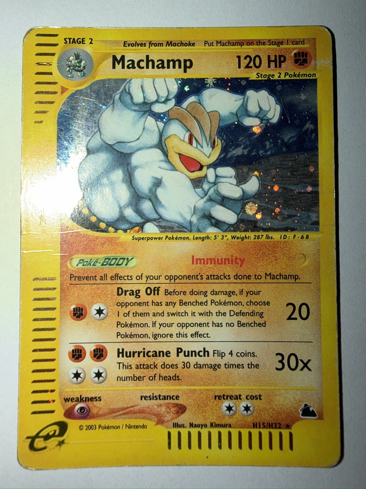 Pokemon SKYRIDGE - #H15/H32 Machamp - Holo - ENG - Damaged