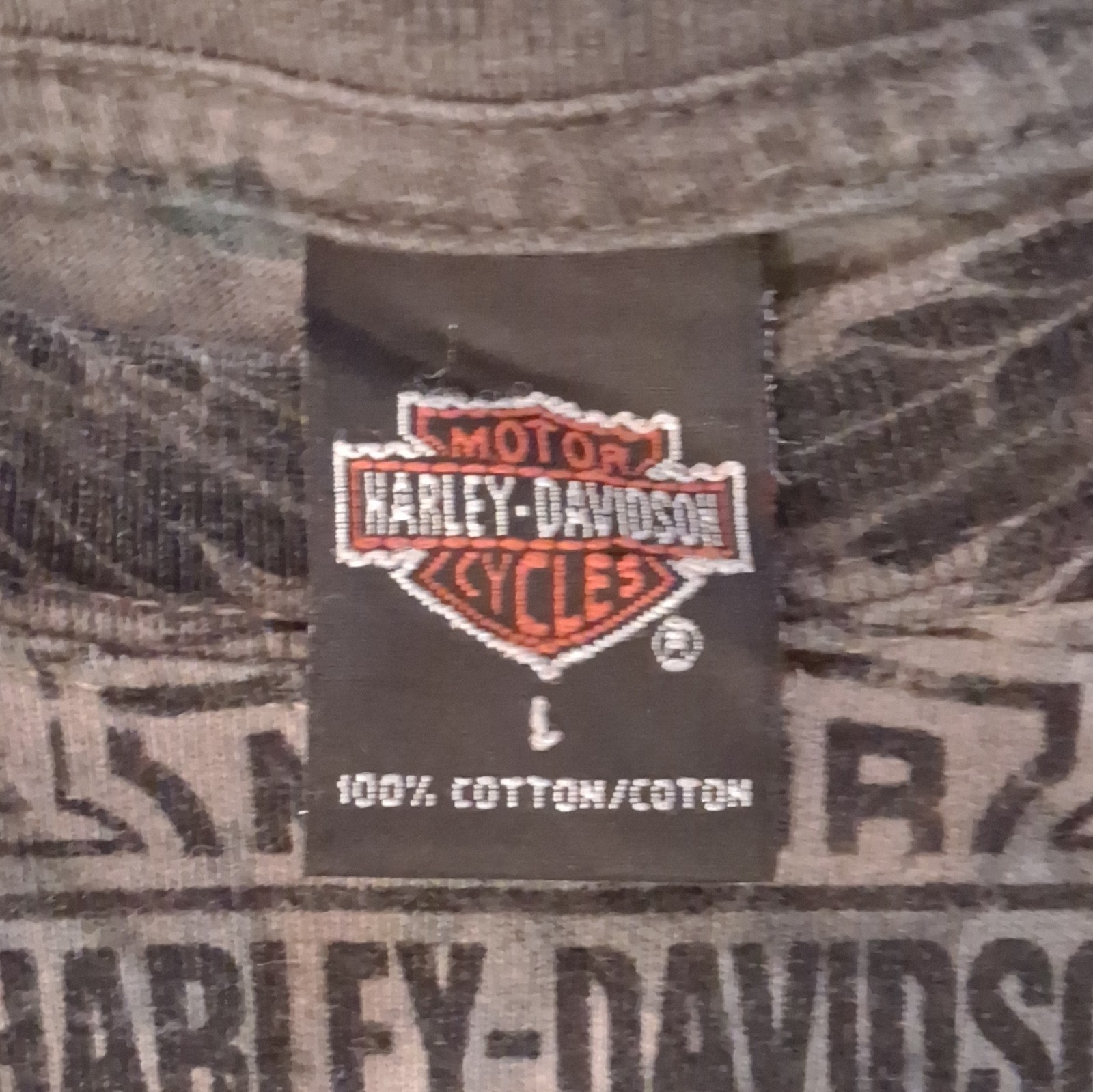 Vintage 1998 Harley Davidson All Over Print Logo / Eagle Graphic T Holoubek USA