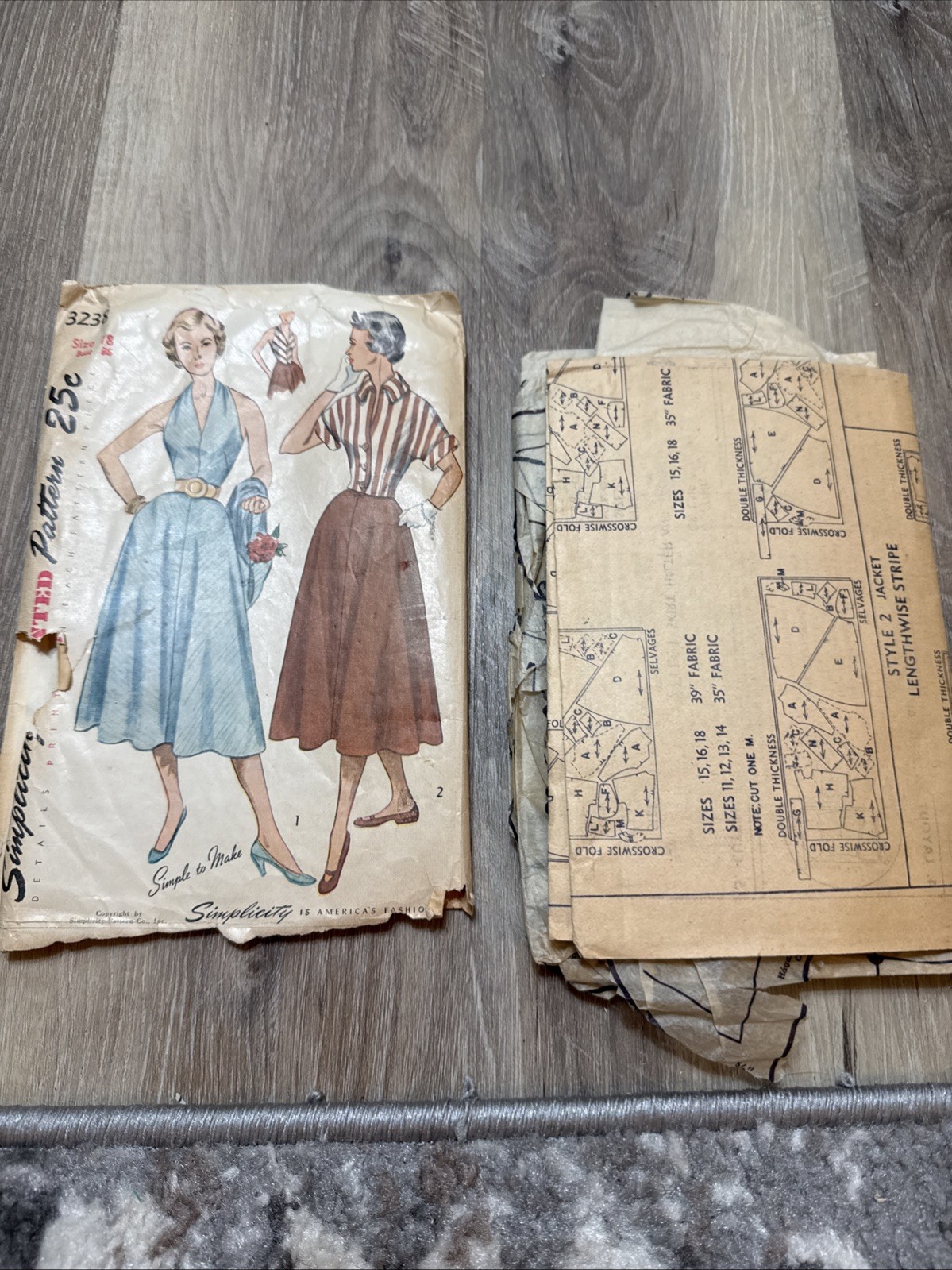 Vintage 1940s Simplicity 3238 Size 18 Bust 35 Womens Skirt And Jacket