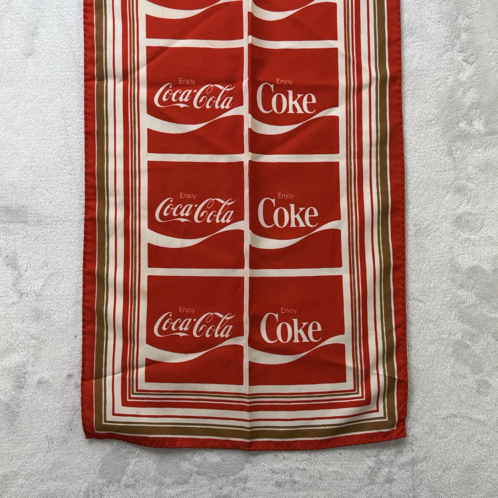 Vintage Coca-Cola Bar Towel Enjoy Coke Soda Fountain Promo 1970s 1980s