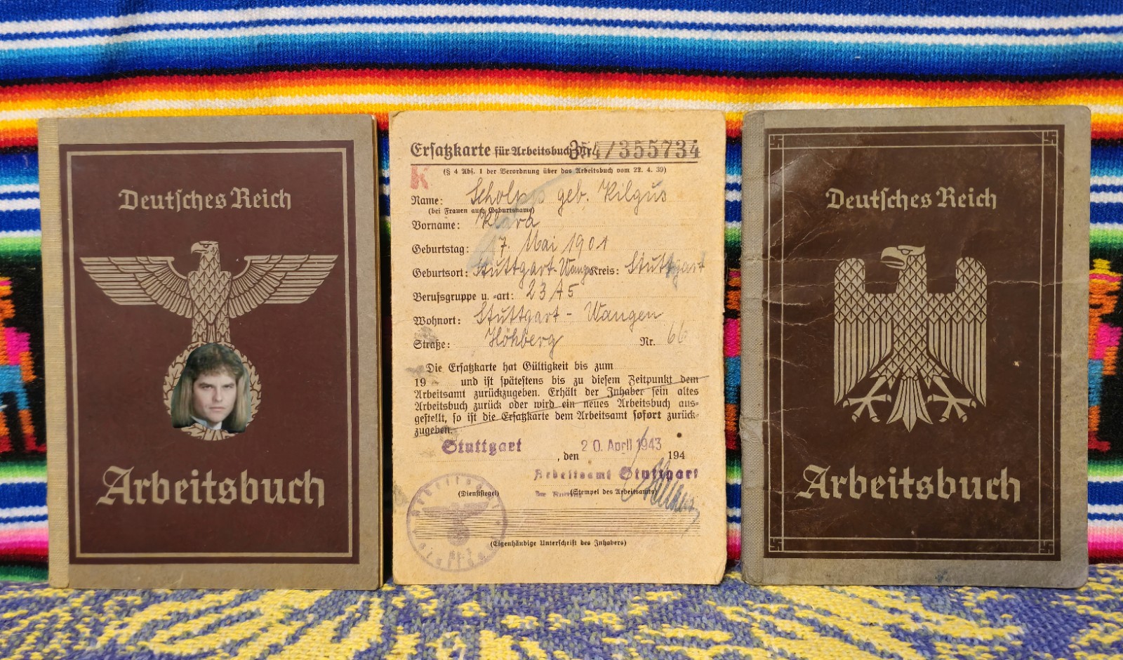 Vintage WWII Reich Arbeitsbuch German Labor Record Booklet Set  (Circa. 1940)