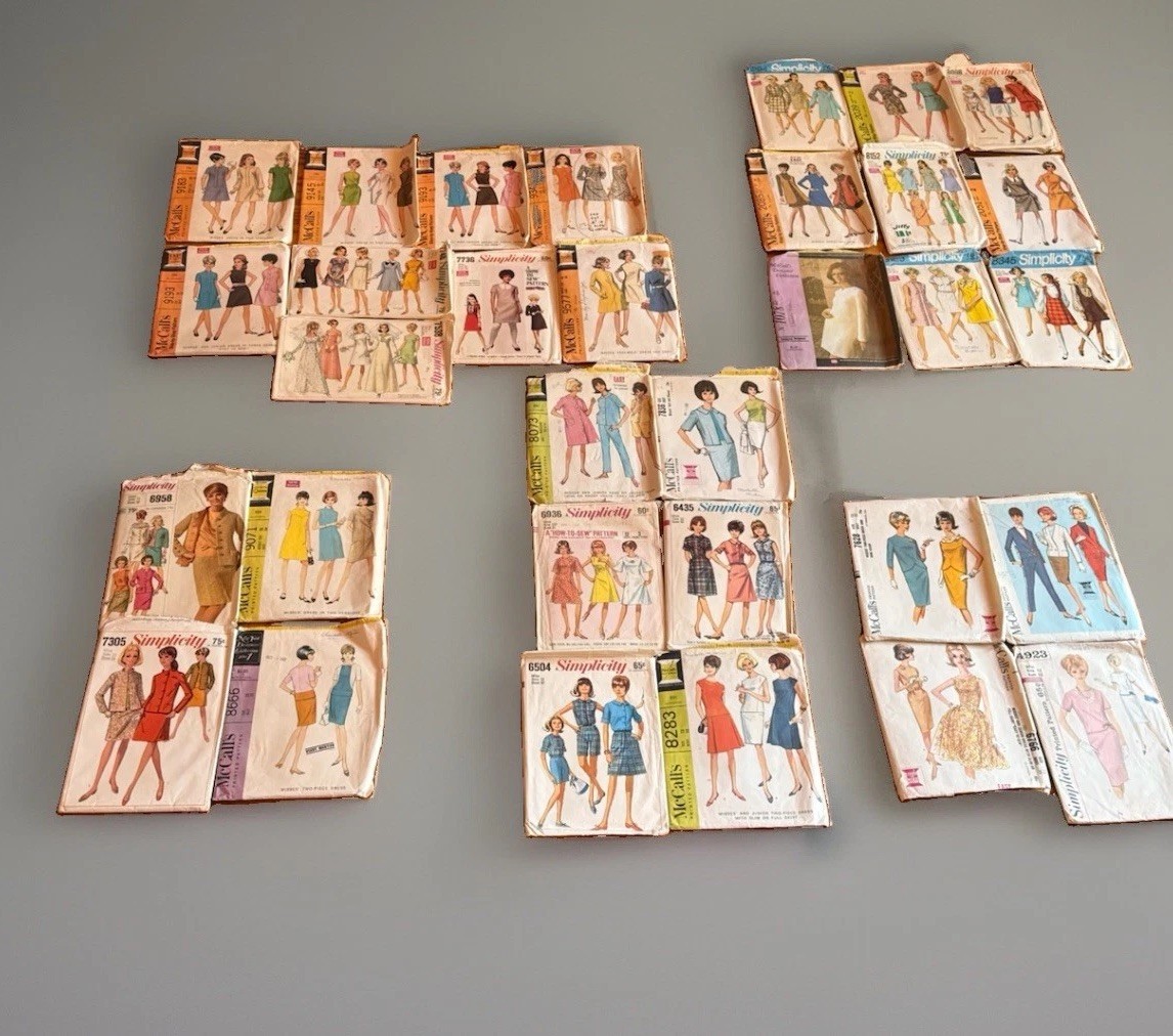 Lot Of 32 MCM 1963-1969 Vintage Uncut/Cut Simplicity & McCall's Sewing Patterns