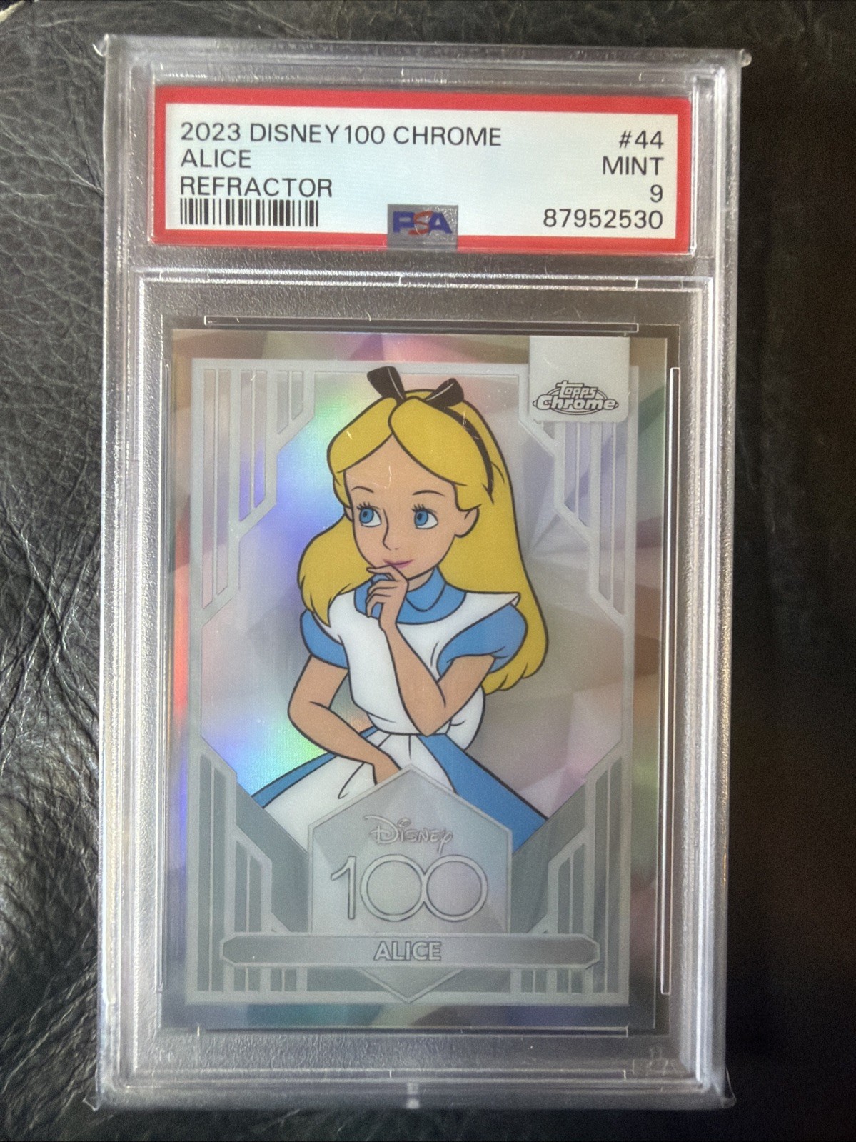 2023 Topps Chrome Disney 100 Alice Refractor #44 PSA 9 Mint LOOK Wonderland