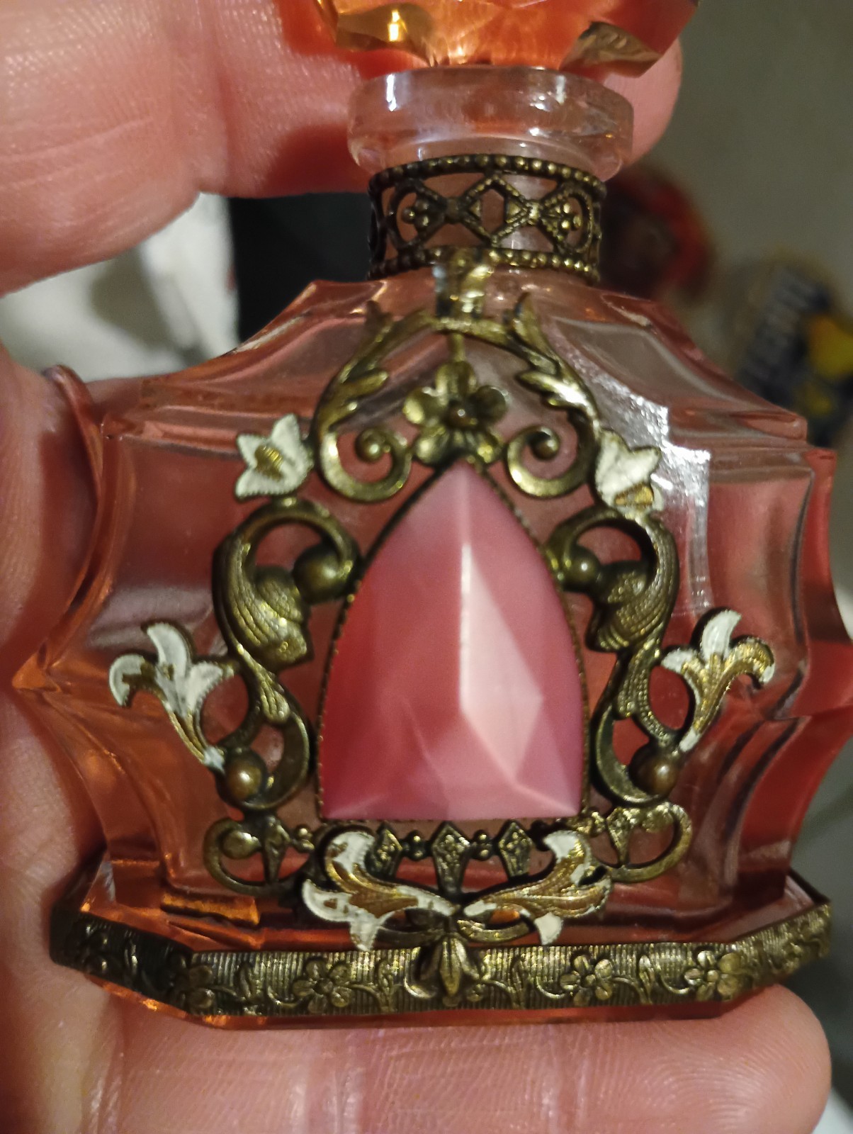 vintage Czech Art Deco jeweled perfume bottle