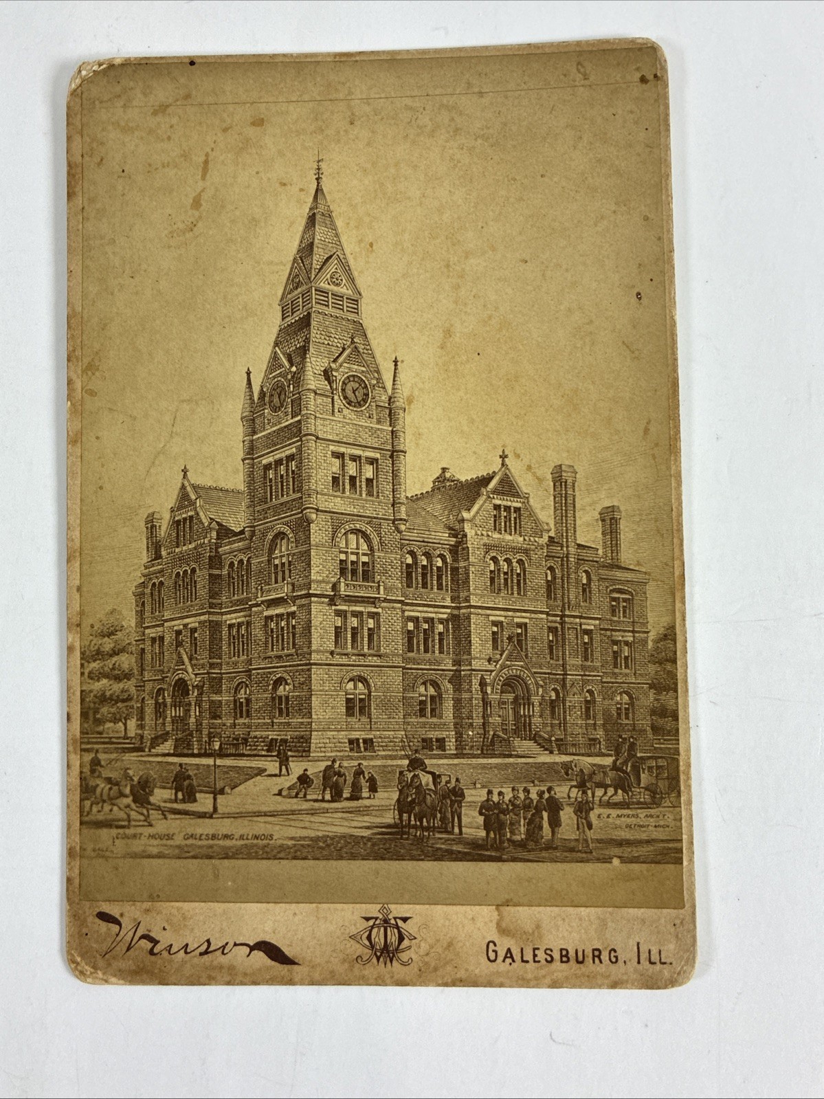 Antique Cabinet Card Photo Knox County Courthouse Galesburg Illinois CA Winsor